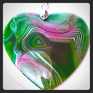 Green & Purple Striped Onyx Agate Pendant